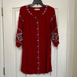Loft Red Embroidered Women's Dress